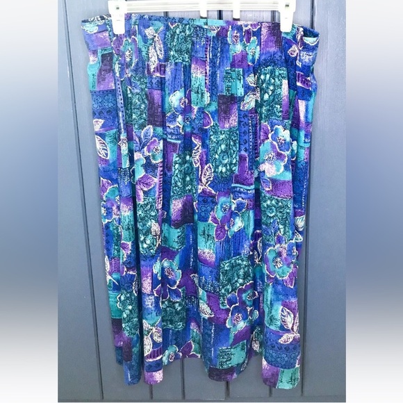 Vintage Floral Patchwork Hawaiian Skirt XL XXL Tropical Boho Beach Coastal Chic - Picture 4 of 4